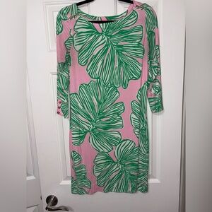 Lilly Pulitzer Pink and Green Tropical Midi Dress